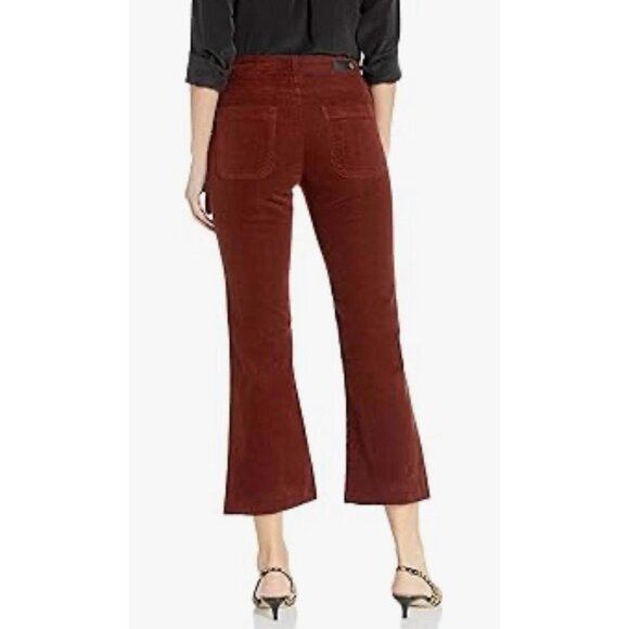 AG Jeans Paneled Quinne Crop High Rise Pleated Cropped Kick Flare Rich Crimson - Picture 3 of 8